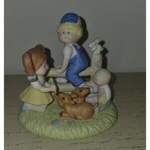 VTG 1984 Cabbage Patch Kids "Deer Friends" Ceramic Figurine